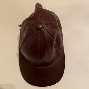Brown Leather Cap One Size Fit All.